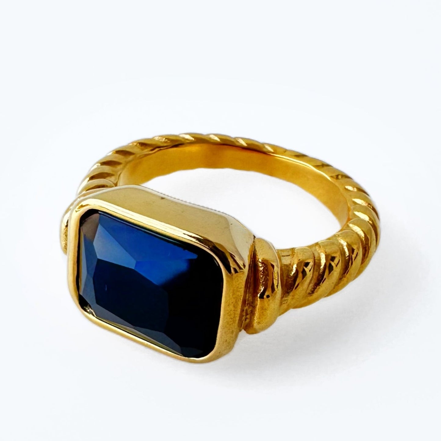 Black Square Zirconia Ring 18K Gold Plated