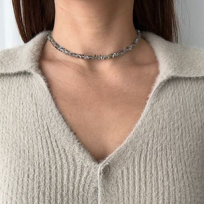 Dark Crystal Choker Rhodium Plated