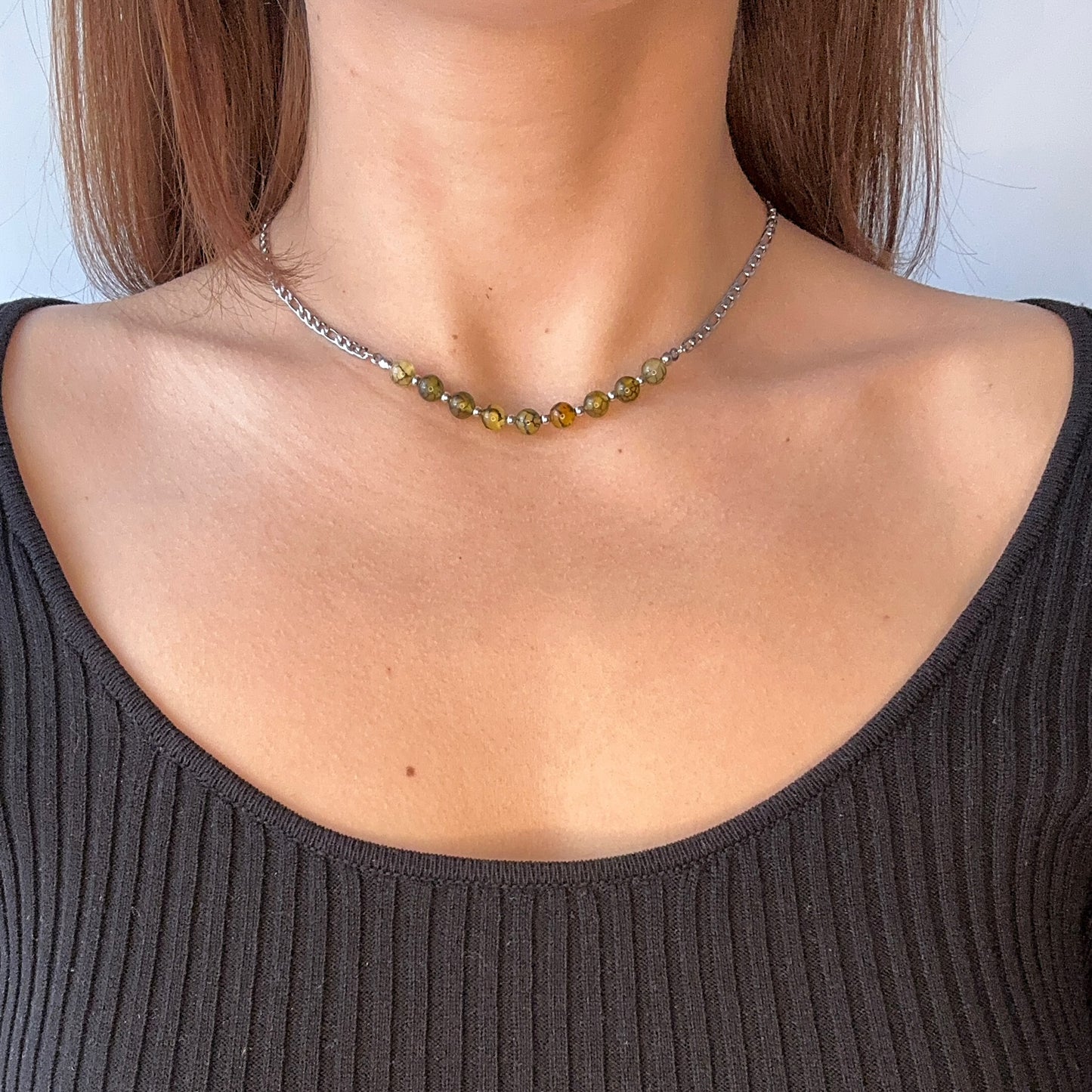 Maya Chain Choker Rhodium Plated