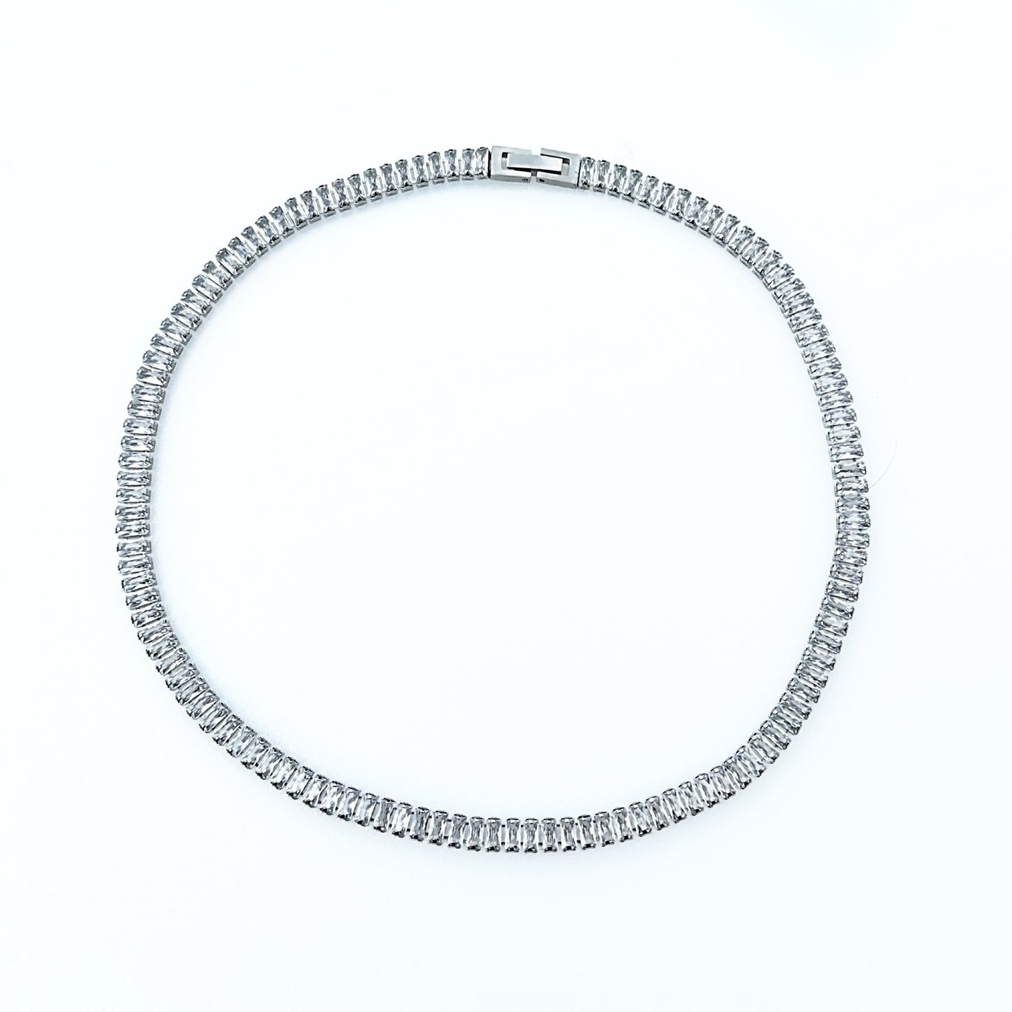 Zirconia Choker Rhodium Plated