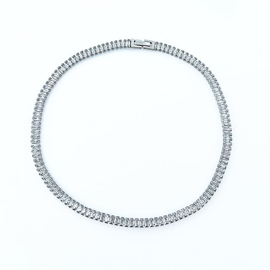 Zirconia Choker Rhodium Plated