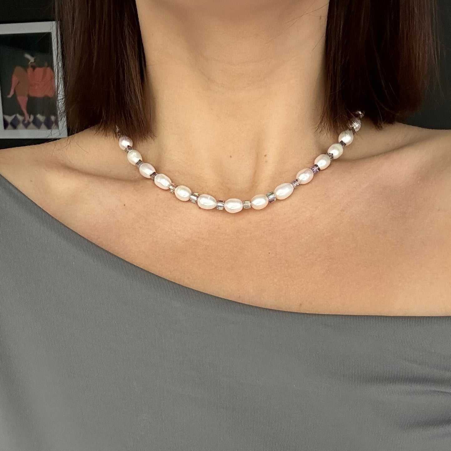 Aurora Choker Pearl and Crystal