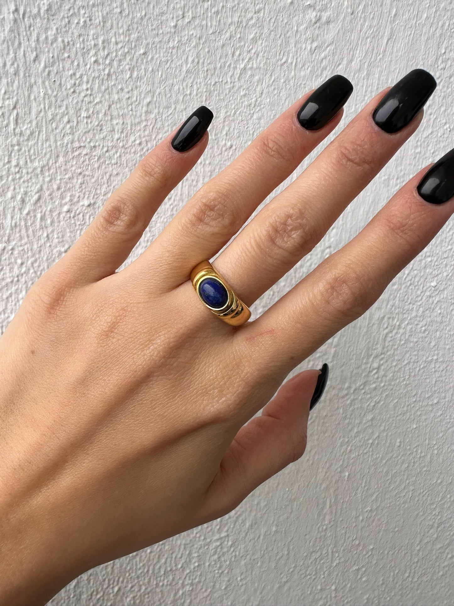 Blue Stone Ring 18K Gold Plated