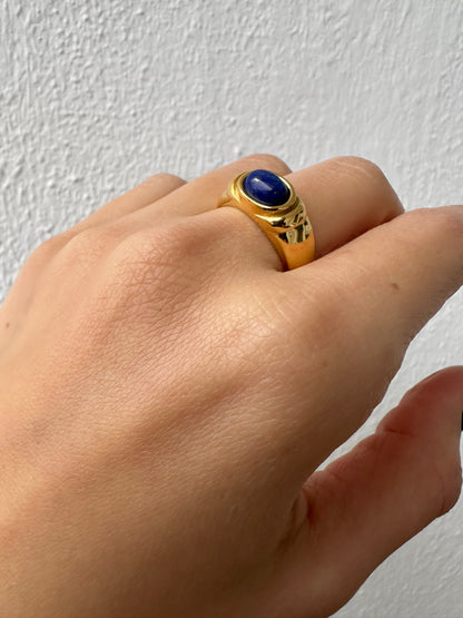 Blue Stone Ring 18K Gold Plated