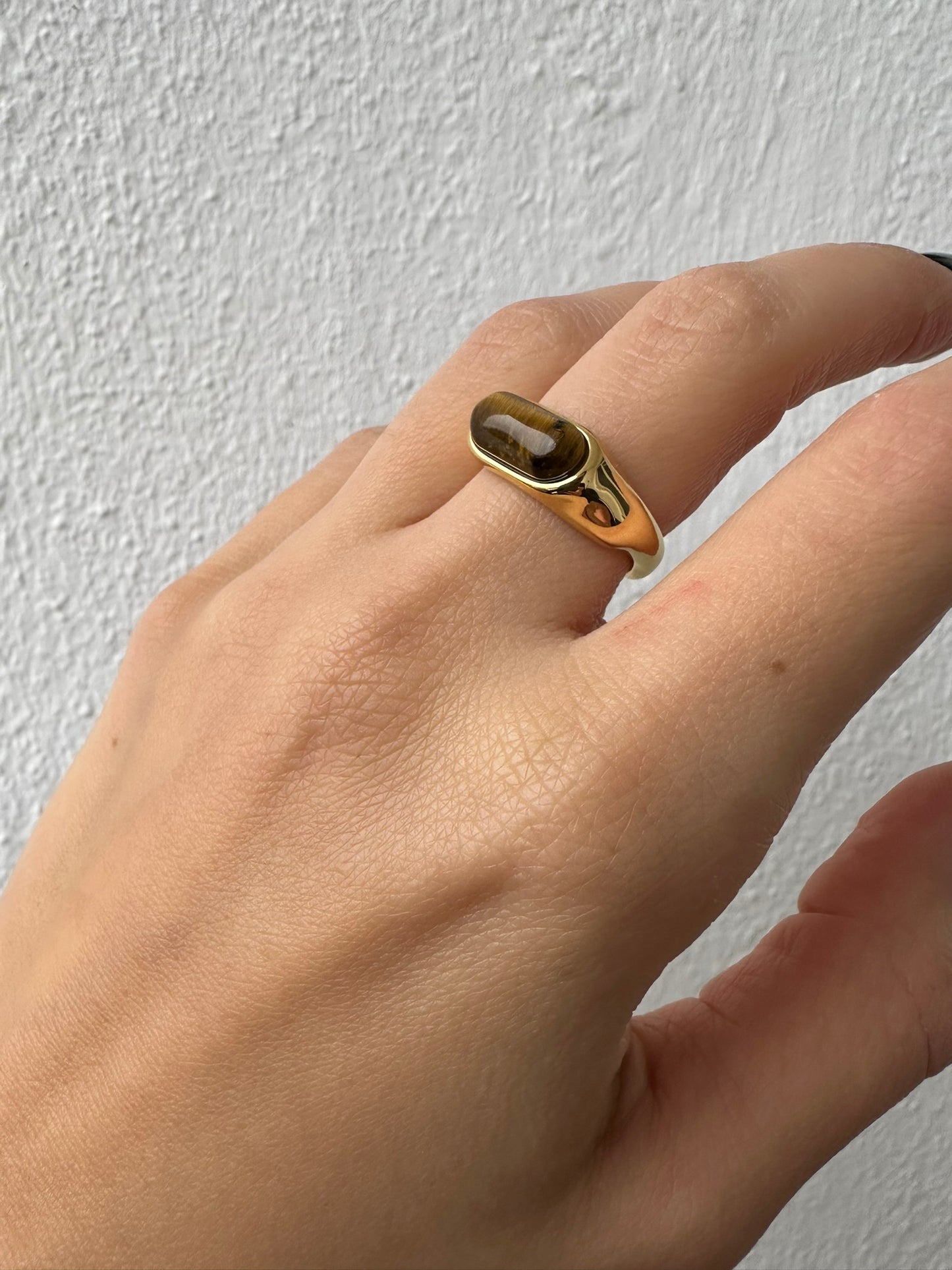 Tigers Eye Ring 18K Gold Plated