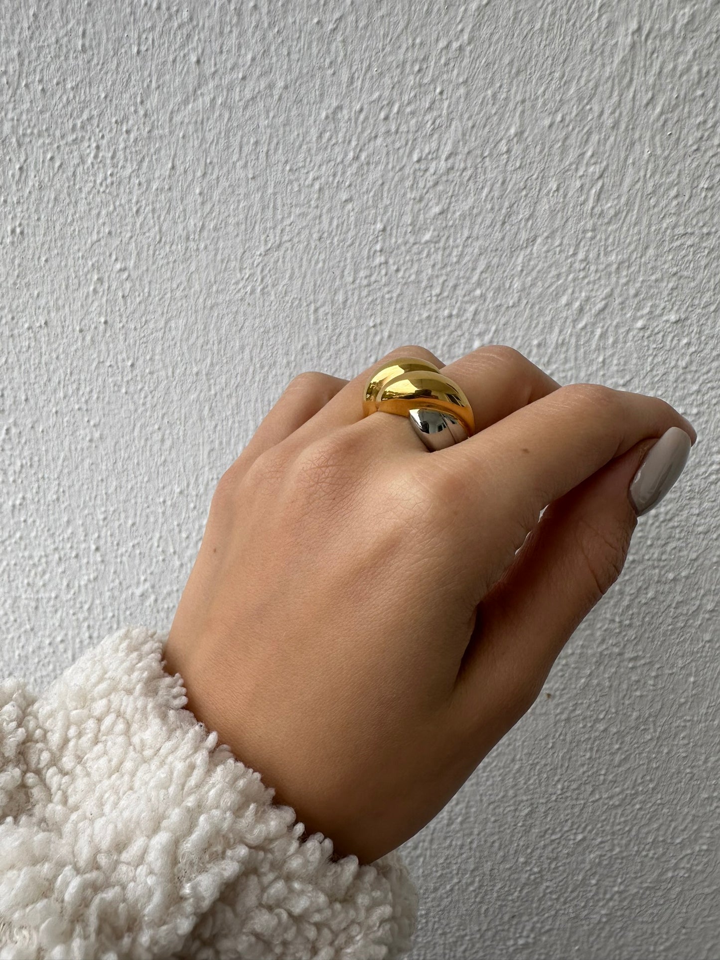 Bicolor Ring 18K Gold and Rhodium Plated