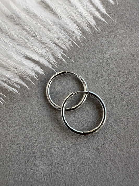 Rhodium Plated Hoops