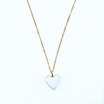 White Heart Necklace 18K Gold Plated