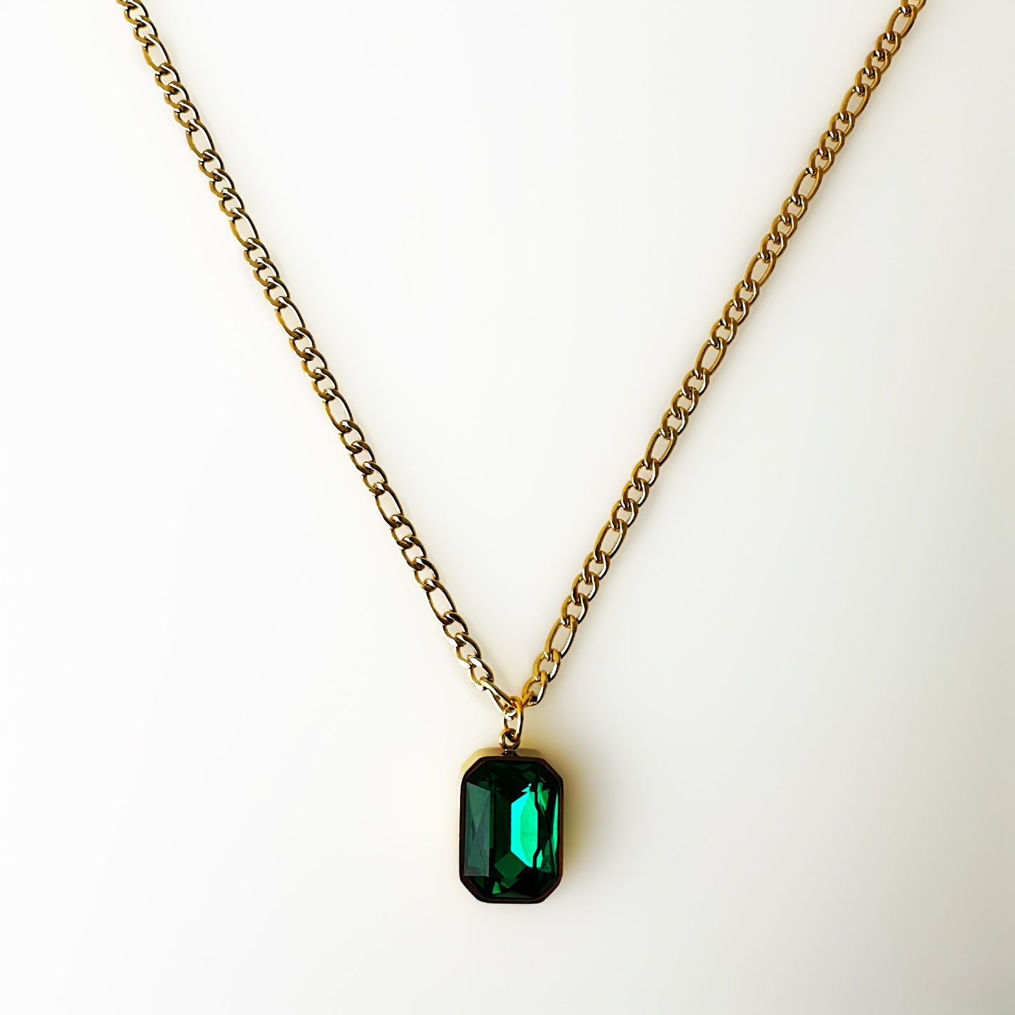 Green Crystal Chain 18K Gold Plated