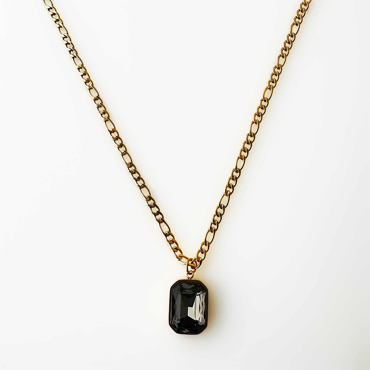 Black Crystal Chain 18K Gold Plated