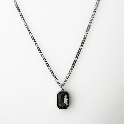 Black Crystal Chain Rhodium Plated