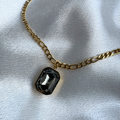 Black Crystal Chain 18K Gold Plated