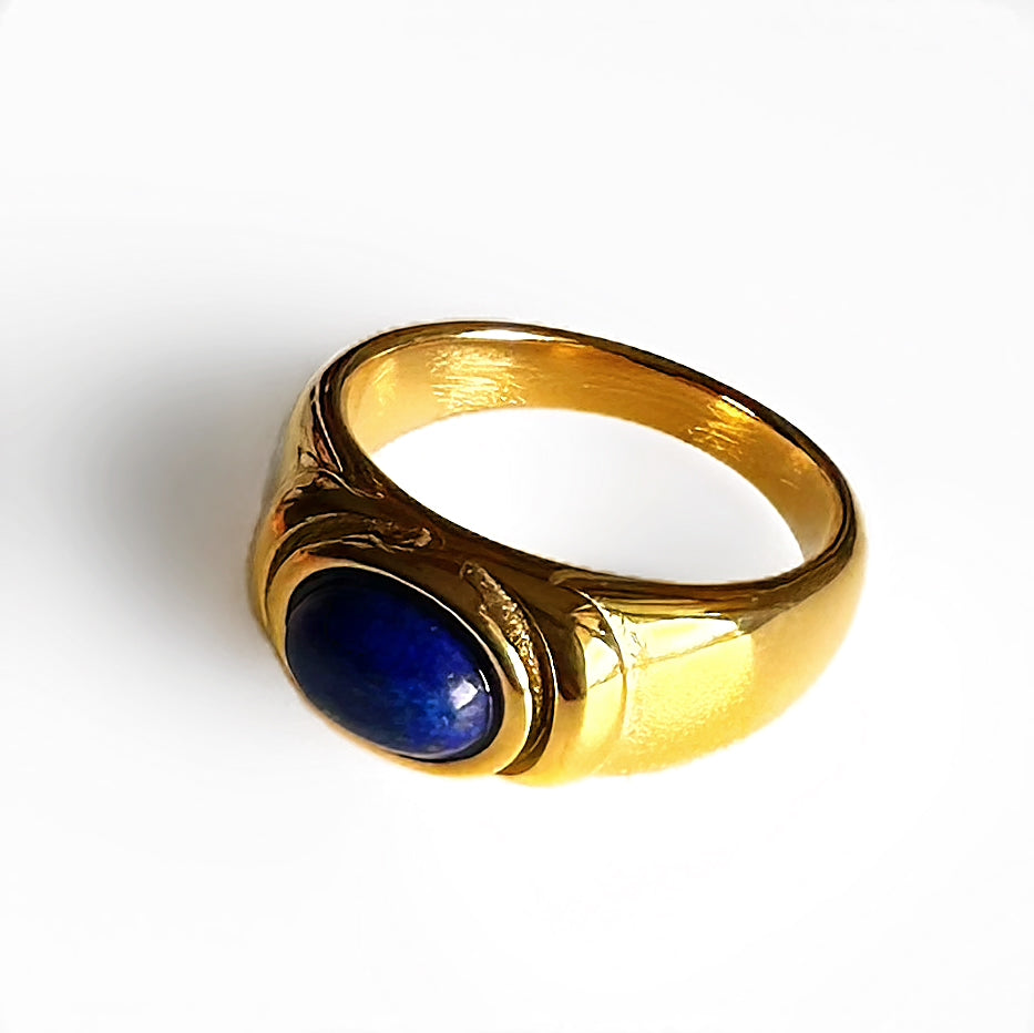 Blue Stone Ring 18K Gold Plated