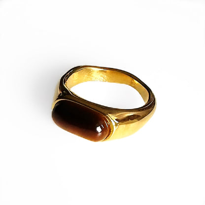 Tigers Eye Ring 18K Gold Plated