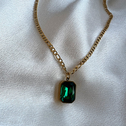 Green Crystal Chain 18K Gold Plated