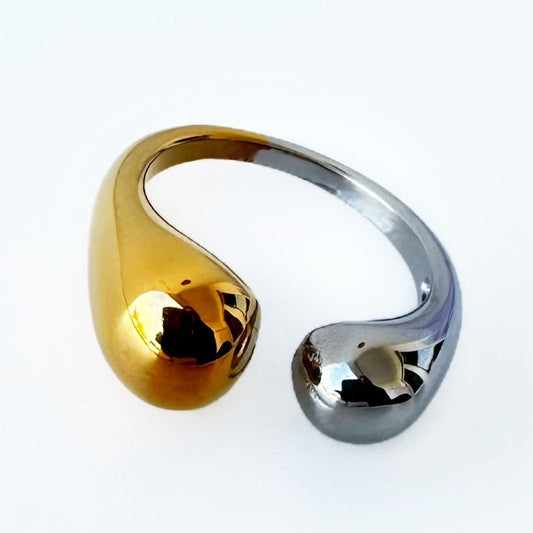 Open Ring Bicolor 18K Gold and Rhodium Plated