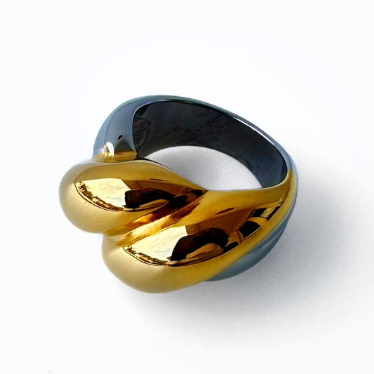 Bicolor Ring 18K Gold and Rhodium Plated